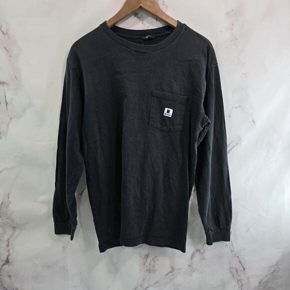 Brixton T Shirt Mens Medium Black Crew Neck Long Sleeve Logo Spellout Tee - Picture 2 of 12